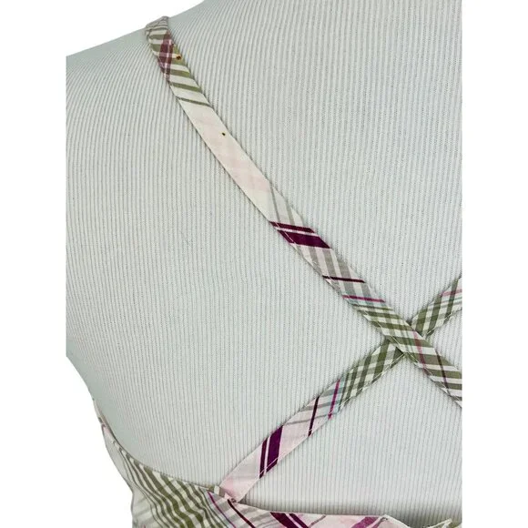 VTG H&M Plaid Crisscross Strap Empire Waist Dress| Y2K Soft Academia Cottagecore - Picture 8 of 16